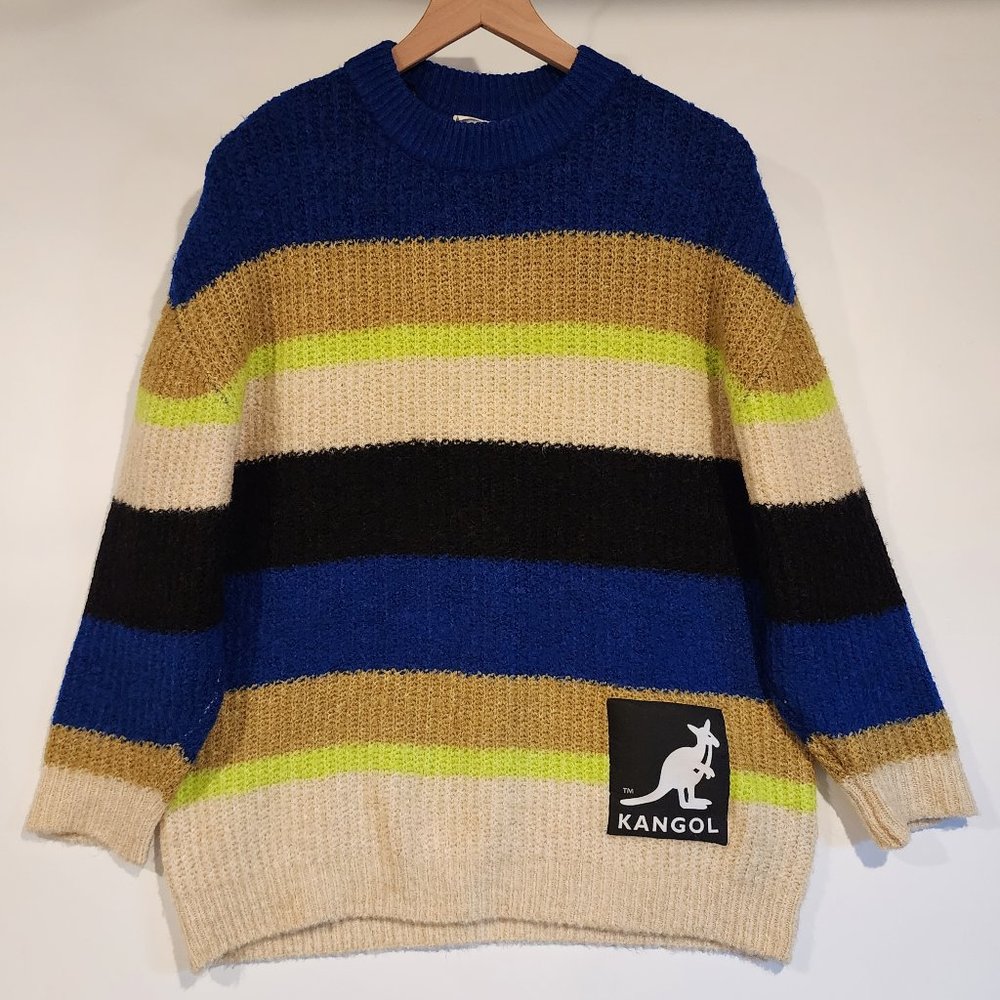 Kangol + H&M Striped Logo Sweater Jumper Oversized Long Sleeve Winter sz XS